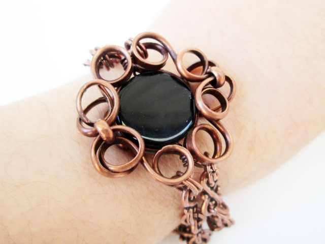Black Agate Copper Bracelet